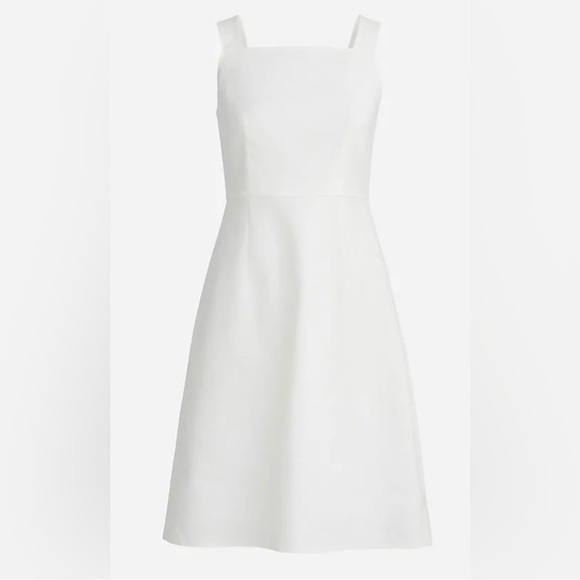 NWT J.Crew square neck a line white linen blend dress - Picture 2 of 7